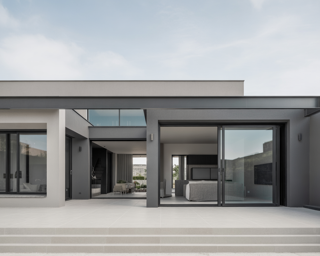 Modern house with sliding doors and windows by Ironskape-Tech